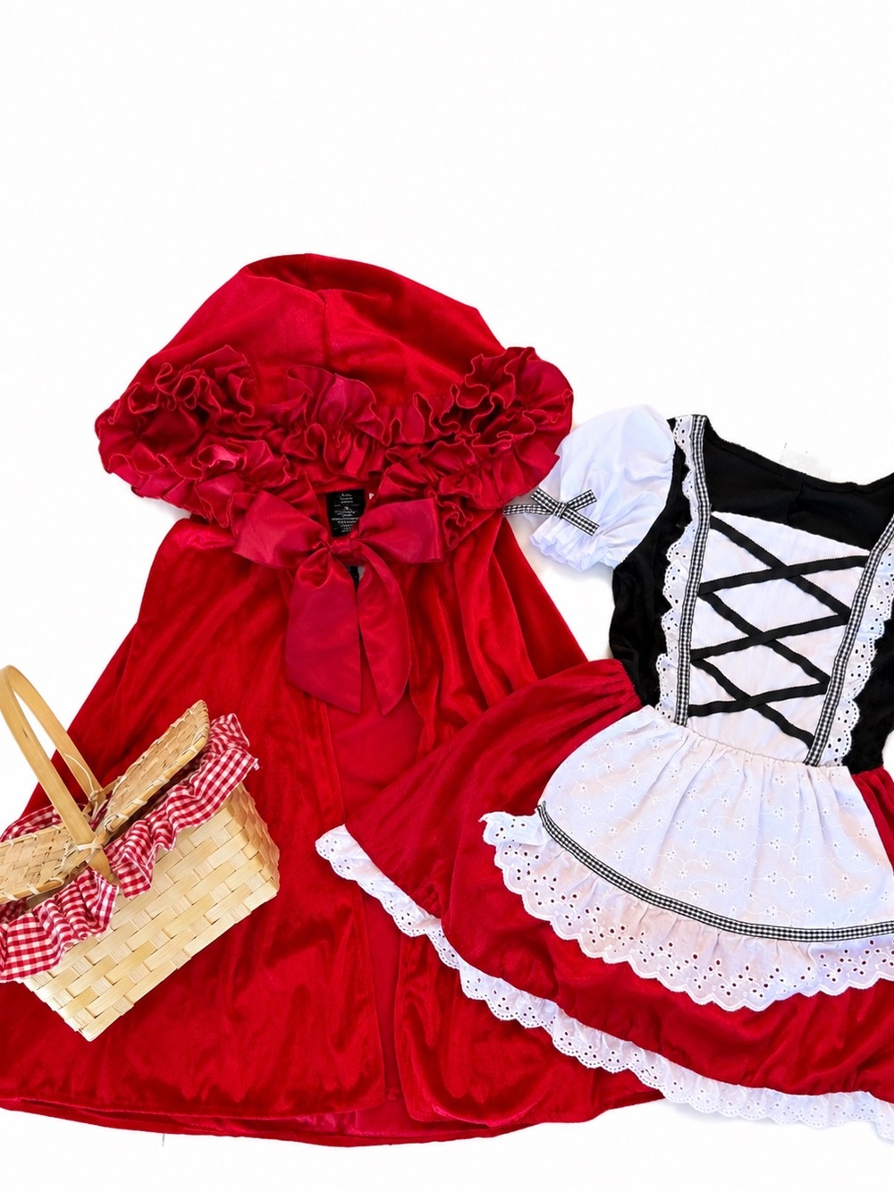 Little Red Riding Hood Dress Cape Basket Halloween Costume Girl Size 4 4T Small